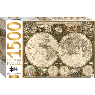 Mindbogglers Gold 1500-Piece Jigsaw: Vintage World Map