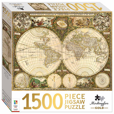 Mindbogglers Gold 1500-Piece Jigsaw: Vintage World Map