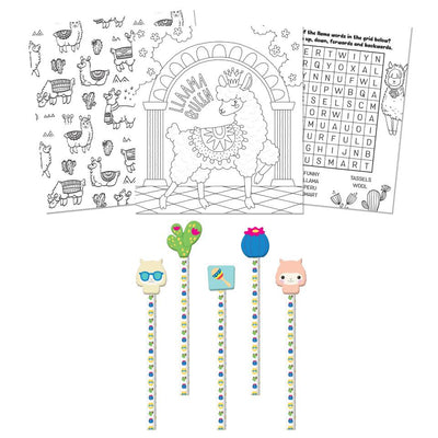 5 Pencil and Eraser Set: No Prob-llama Colouring & Activity Set