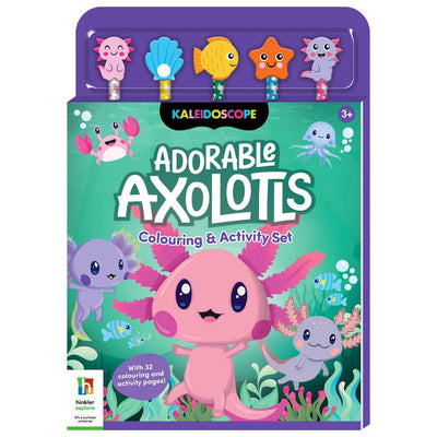 5 Pencil and Eraser Set: Adorable Axolotls