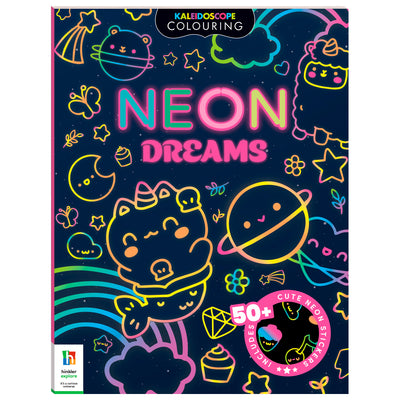 Kaleidoscope Colouring and Sticker Book: Neon Dreams