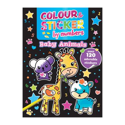 Colour & Sticker By Numbers Book: Baby Animals