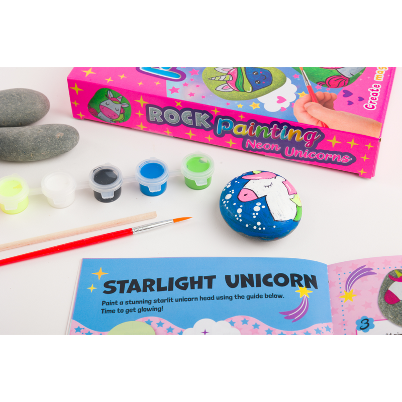 Neon Unicorns Rock Painting Kit