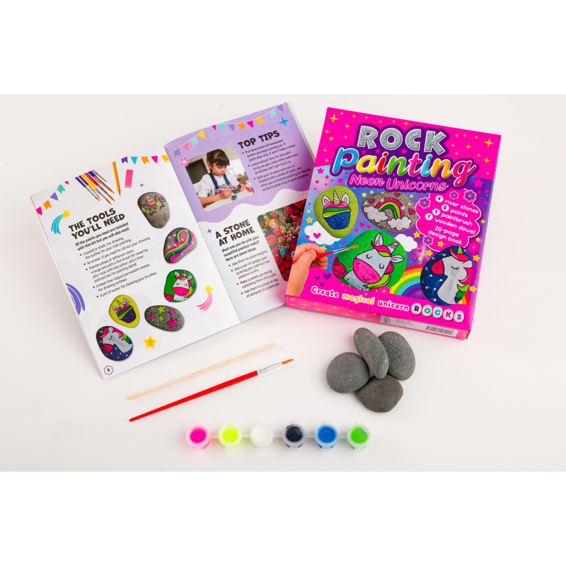 Neon Unicorns Rock Painting Kit