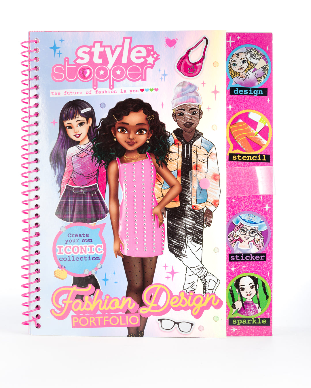 Bookoli Portfolio Fashion Design Ultimate – Libro Creativo Con Adesivi Olografici E Gemme – Per Bambine E Ragazze Appassionate Di Moda