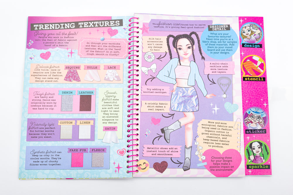 Bookoli Portfolio StyleStopper Ultimate Fashion – Portfolio Per Fashion Design Con Adesivi, Stencil, Gemme E Copertina Olografica - 6