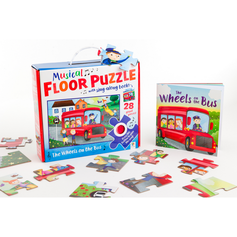 Musical Floor Puzzle with Sing-Along Book: Wheels on the Bus