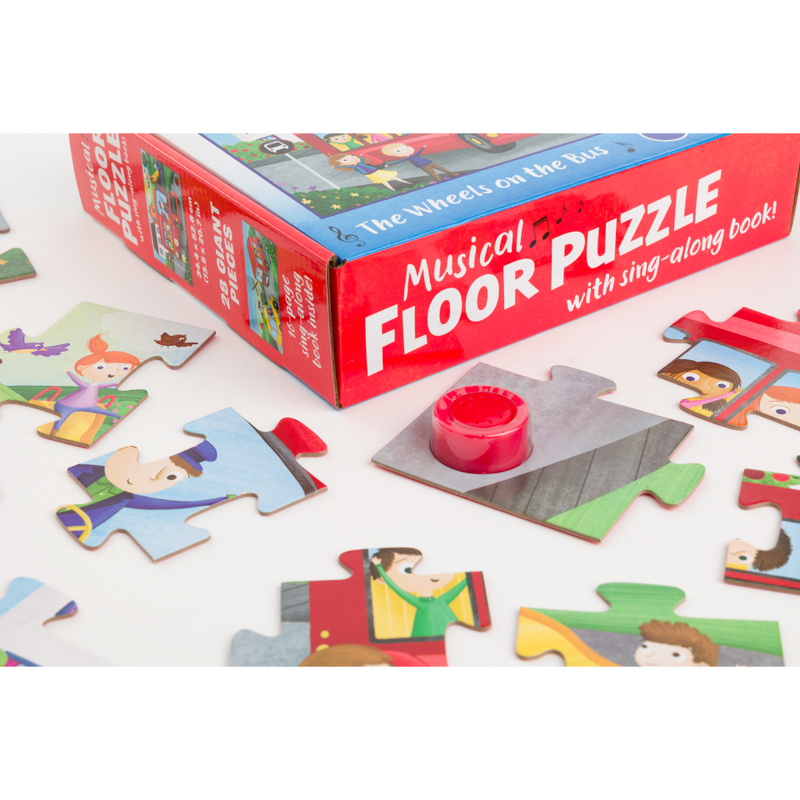Musical Floor Puzzle with Sing-Along Book: Wheels on the Bus