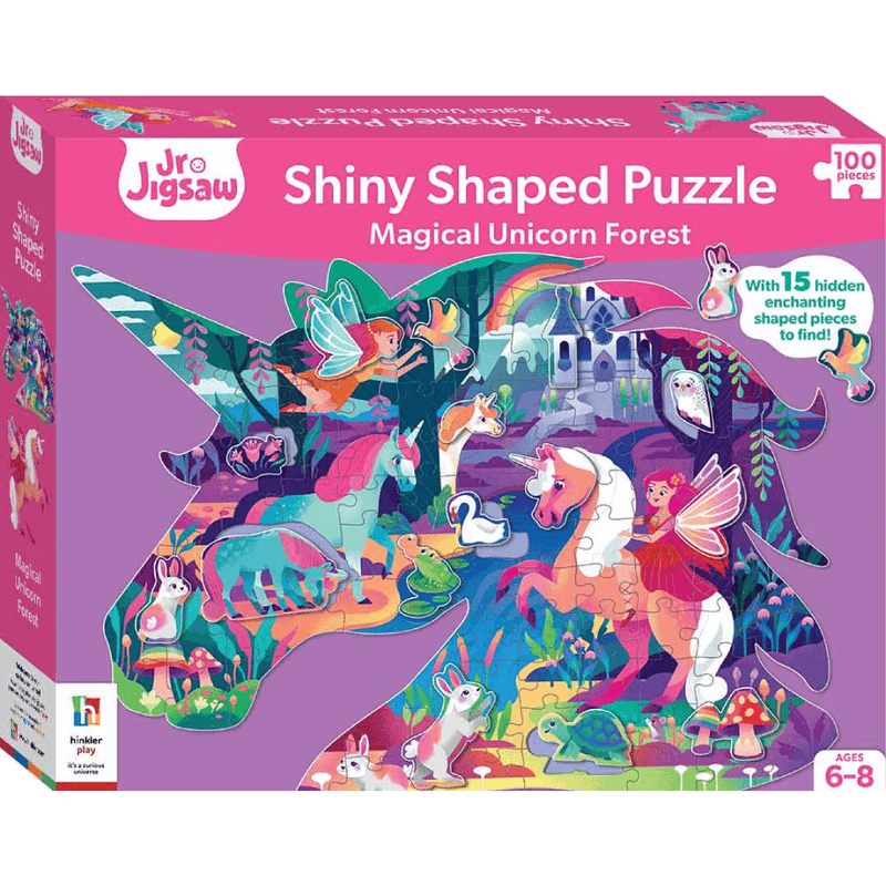 Junior Jigsaw Shiny Shaped 100 Piece Puzzle: Magical Unicorn Forest