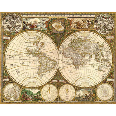 Mindbogglers Gold 1500-Piece Jigsaw: Vintage World Map