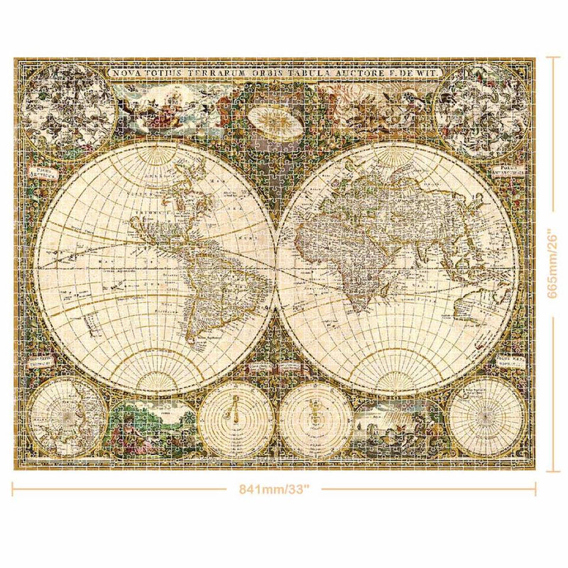 Mindbogglers Gold 1500-Piece Jigsaw: Vintage World Map