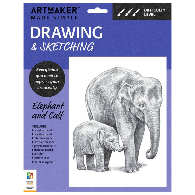 Art Maker Made Simple Drawing & Sketching Kit: Elephant and Calf