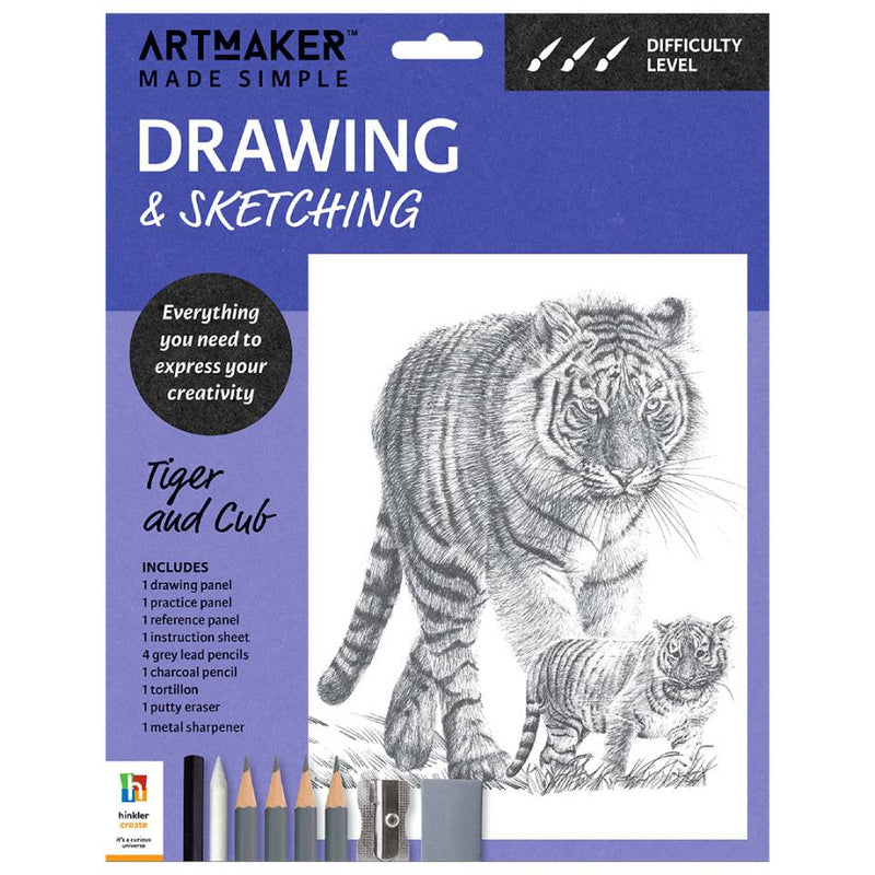 Art Maker Made Simple Drawing & Sketching Kit: Tiger and Cub