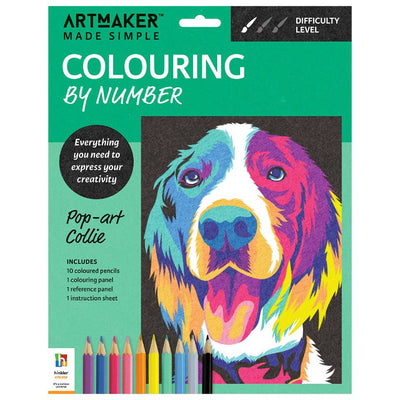 Art Maker Made Simple Colouring By Number Kit: Pop-art Collie