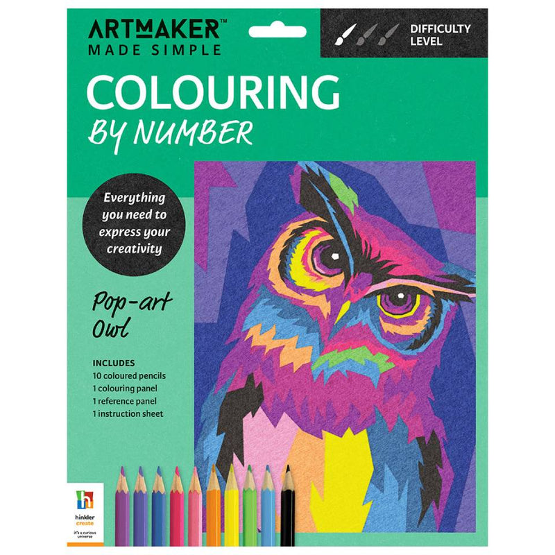 Art Maker Made Simple Colouring By Number Kit: Pop-art Owl