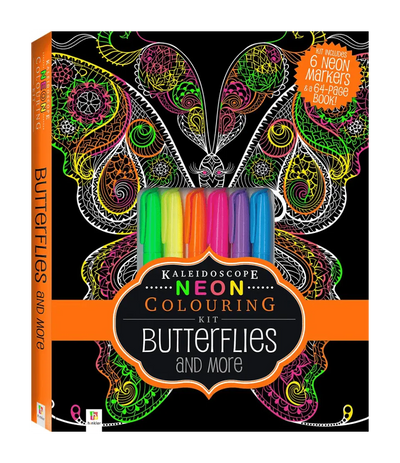 Kaleidoscope Neon Colouring Kit: Butterflies and More