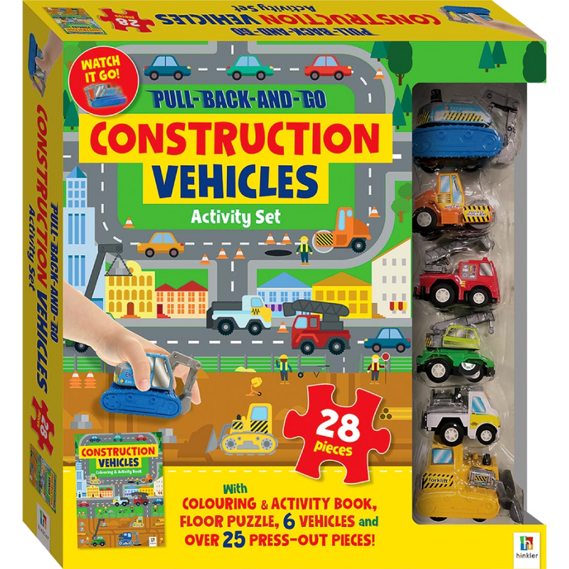 Pull-Back-And-Go Jigsaw: Construction Vehicles