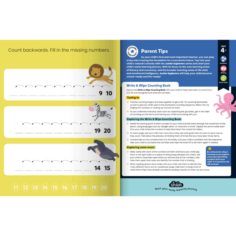 Junior Explorers Write & Wipe Book: Counting